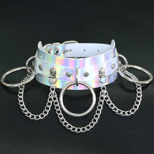 Holographic Rainbow Choker Necklace