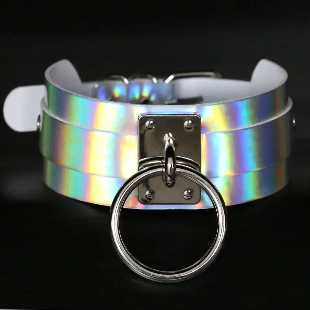 Holographic Rainbow Choker Necklace