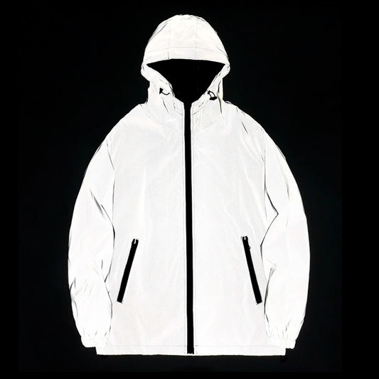 Mens Night Reflective Jackets Double Fabric Windbreaker