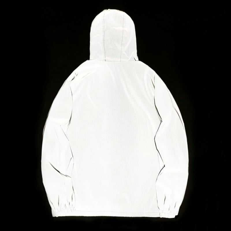 Mens Night Reflective Jackets Double Fabric Windbreaker