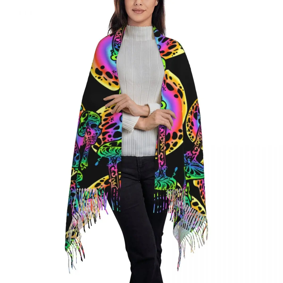 Psychedelic Magic Glowing Mushrooms Pashmina