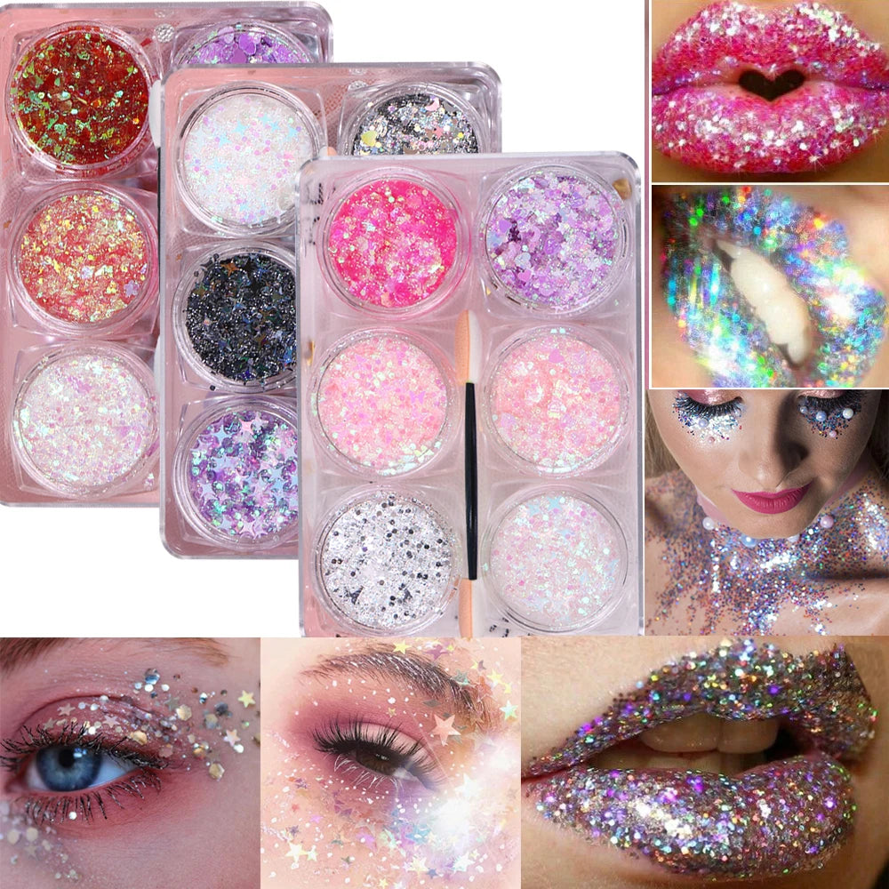 6Color Pallet Body/face Gel Glitter