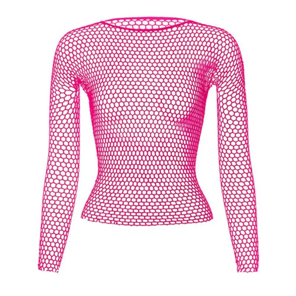 Women Long Sleeve Mesh/Fishnet Tops