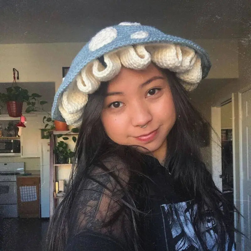 Slouchy Knit Mushroom Beanie