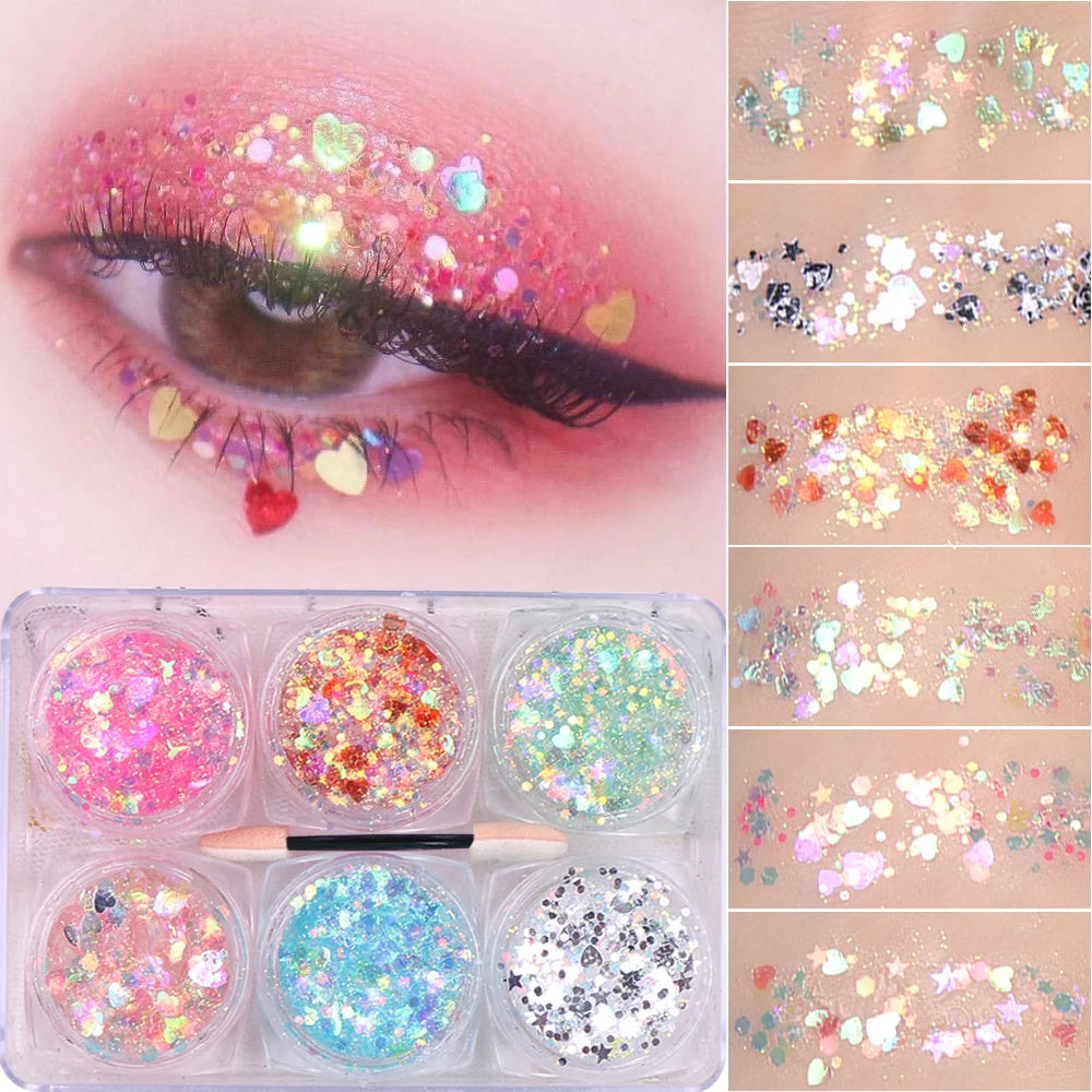 6Color Pallet Body/face Gel Glitter