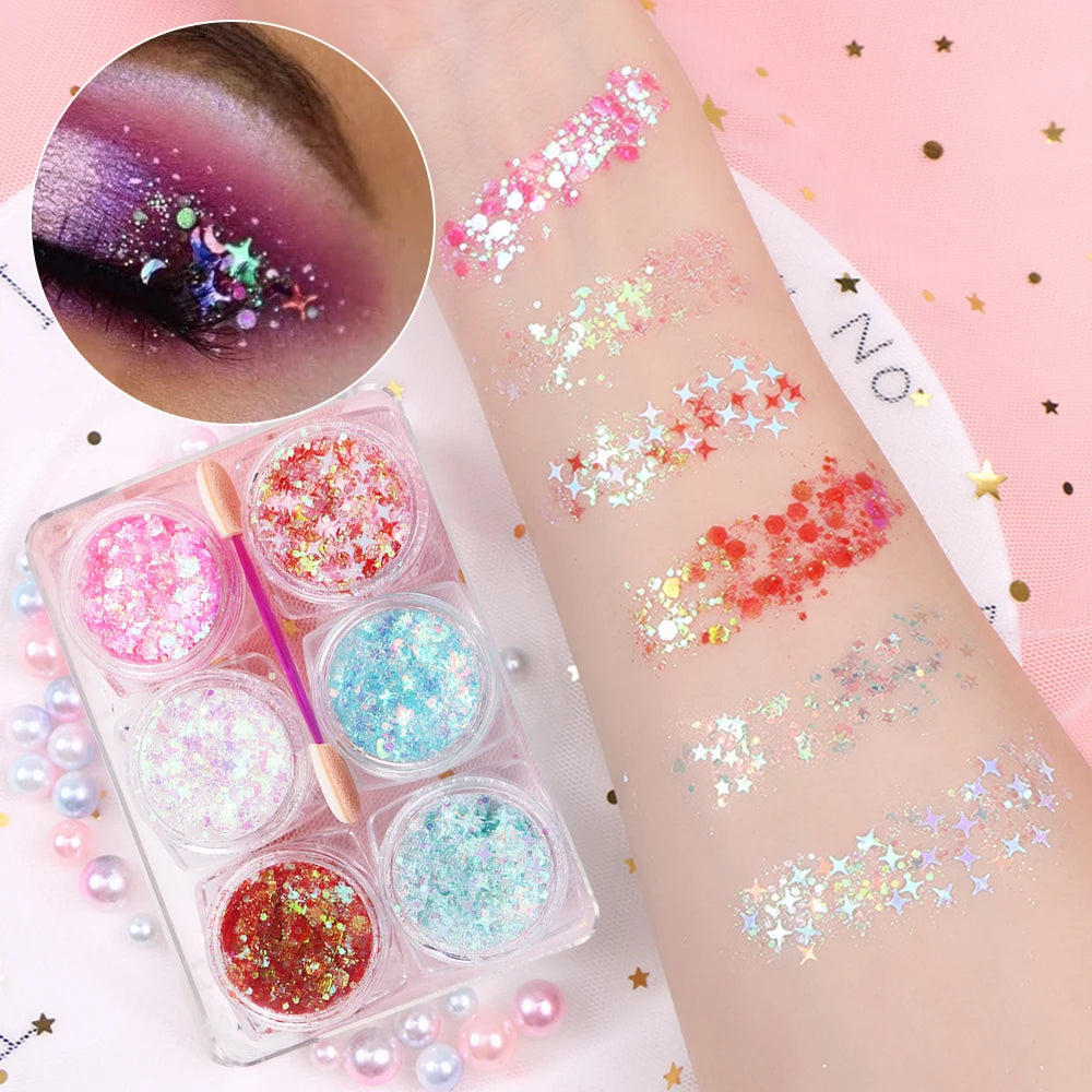 6Color Pallet Body/face Gel Glitter