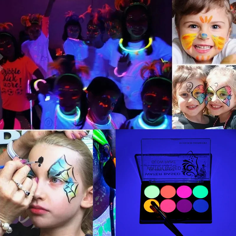 8 Colors UV Luminiscent Face/Body Paint