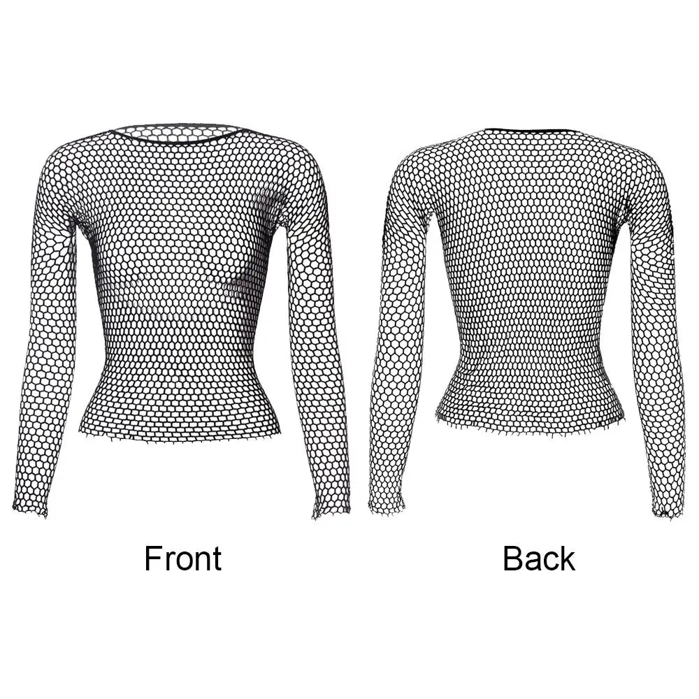 Women Long Sleeve Mesh/Fishnet Tops