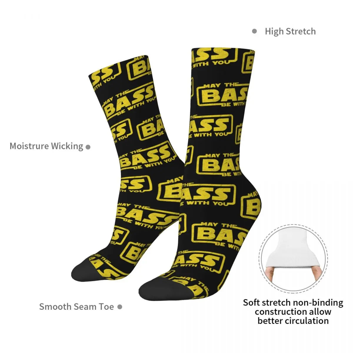 May The Bass Be With You - Electro Party Techno EDM Socks