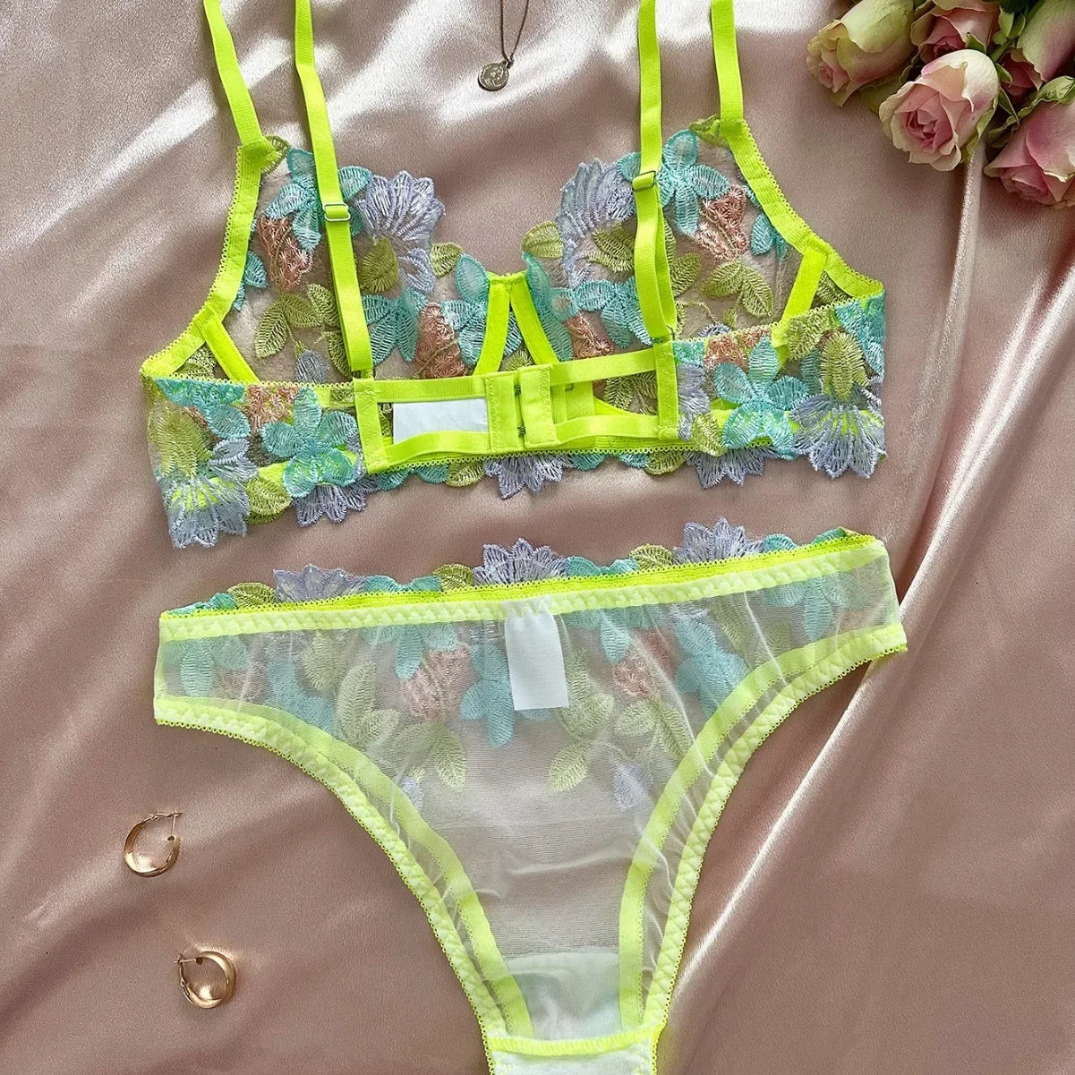 Flower Fairy See Through Mesh Lingerie Set