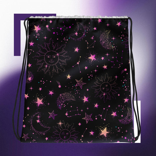 Celestial drawstring bag