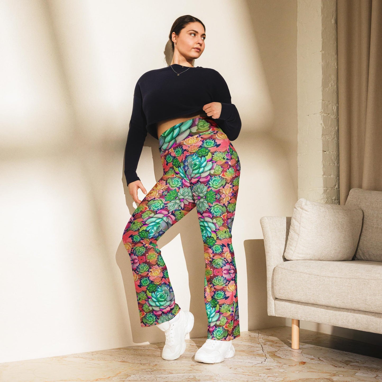 Succulent flare leggings