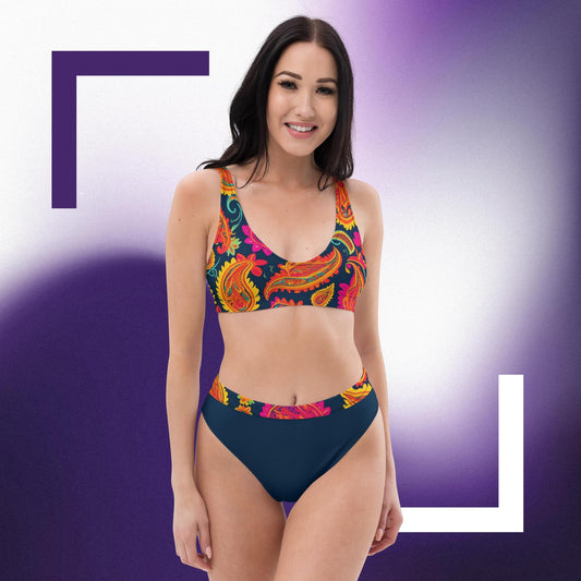 Paisley high-waisted bikini