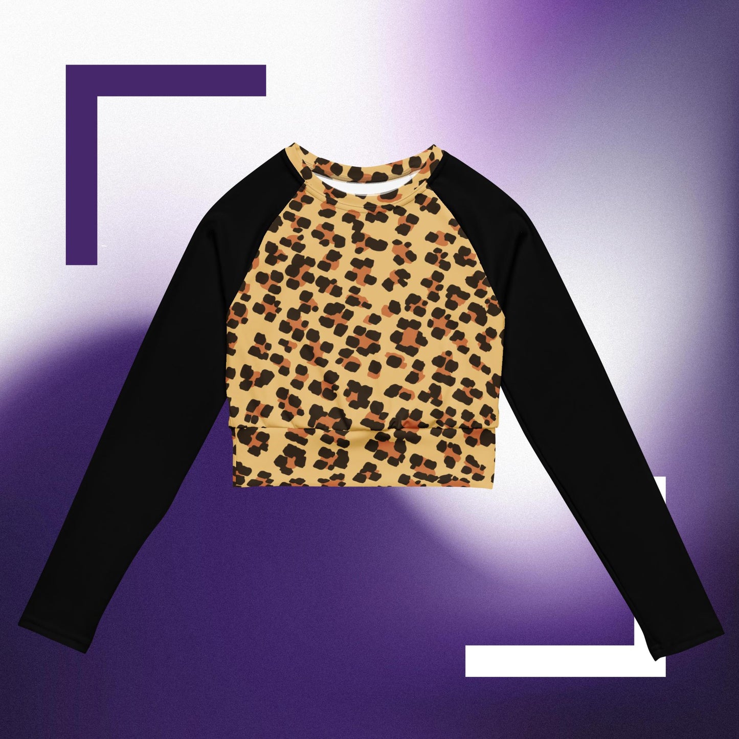 Cheetah print long-sleeve crop top