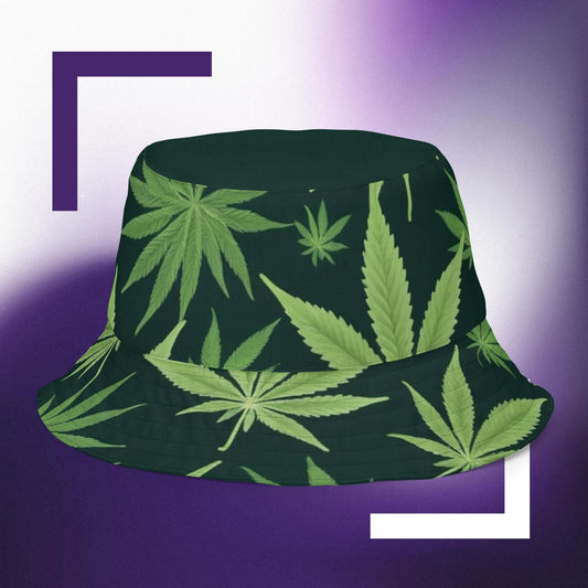 Reversible weed print bucket hat