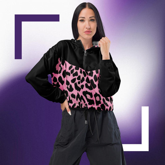 Women’s cropped leopard pattern windbreaker