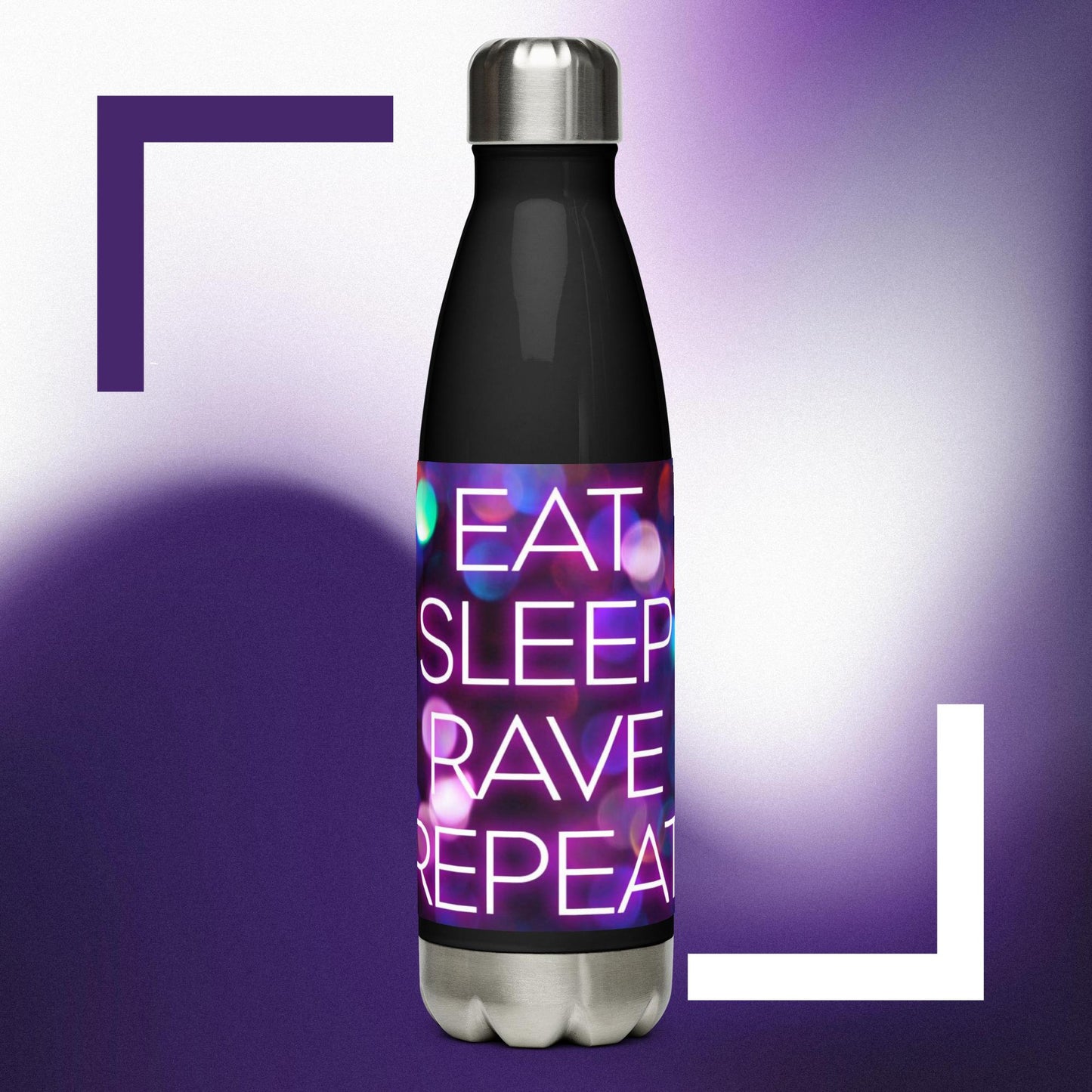 Eat sleep rave stainless steel water bottle