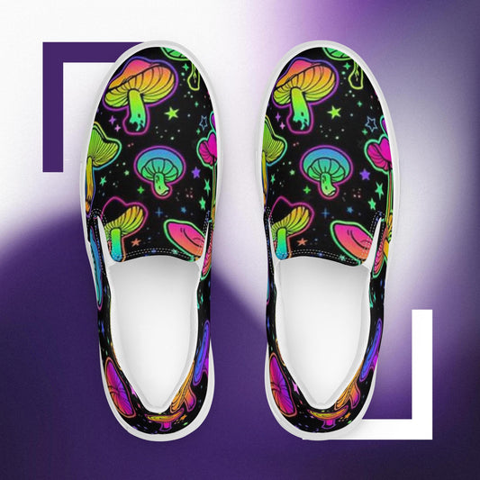 Women’s slip-on rainbow mushroom canvas shoes